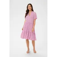 Saint tropez Midikleid SAINT TROPEZ "Damen Kleid EdaSZ", Damen, Gr. XS, N-Gr, pink (pink braun dot), Obermaterial: 100% Viskose LENZING ECOVERO CV LenzEcov., Kleider Midikleid
