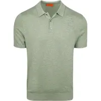 Suitable Gestricktes Poloshirt Baumwolle Leinen Grün - XXL