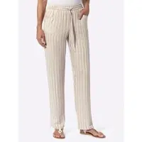 Sieh an! Schlupfhose CLASSIC BASICS, Damen, Gr. 52, Normalgrößen, beige (sesam, weiß, gestreift), 100% Viskose, gemustert, mehrfarbig, lang, Hosen Schlupfhose