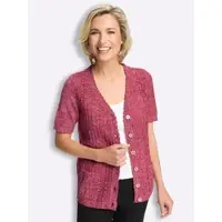 Sieh an! Strickjacke SIEH AN "Strickjacke Strickjacke", Damen, Gr. 38, rosa (rot, ecru, meliert), Strick, , Basic, V-Ausschnitt, Strickjacken Strickjacke