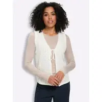 Sieh an! Strickweste SIEH AN "Strickweste Strickweste", Damen, Gr. 54, weiß (ecru), Strick, , Basic, V-Ausschnitt, Westen Strickweste
