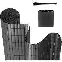 OEM Privatschirm 1,8x4m PVC, W-Vorm, Antraciet, Wind- und Wetterfest, UV-beständig, für Garten und Terrasse