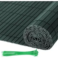OEM PVC-Privacyschirm 0,9x5m Mat W-Vorm, Wind- und Wetterfest, UV-beständig für Garten & Terrasse, grün