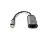 System-S LAN Kabel 19 cm RJ45 Buchse zu USB 3.1 Typ C Stecker Adapter in Grau
