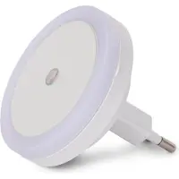 Entac Nachtlicht 0,5 W Kreis CW Weiß, Stecker-Nachtlicht, Weiß, Kunststoff, Kaltweiße, Kinderzimmer, Flur, IP20