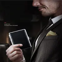 OEM Handtas, elegante Leder-Metal-Handtas, uni, für 2 kleine Schachteln von 84 mm Standardgröße (schwarz, braun)