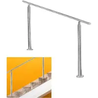 OEM 160 cm RVS-Trapleuningen mit 0 Dwarsstangen, Wetterfest, Silber gebohrt