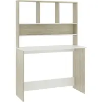 Syfax Schreibtisch mit Regalen Weiß Sonoma-Eiche 110x45x157 cm