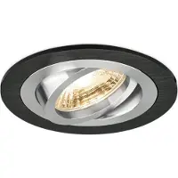 Braytron Einbaustrahler GU10 Einbaurahmen 35° Schwenkbar Ø75mm Bohrloch Aluminium inkl. GU10 5W Kaltweiß 410 Lumen LED Leuchtmittel Schwarz rund