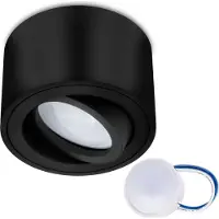 LUMILED Deckenleuchte Aufbauspot LED Aufbaustrahler Deckenlampe Spot schwenkbar rund schwarz Aluminium + Modul LED INSERT 7W 230V Warmweiß 3000K