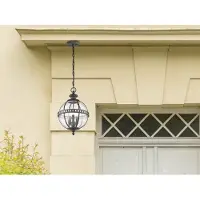 Kichler Außenhängeleuchte Halleron, grau/klar, 31 cm, IP44