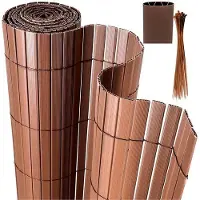 OEM Privatheitsschirm 2x5m PVC W-Förmig, Wind- und Wetterbeständig, UV-beständig für Garten und Terrasse, Braun