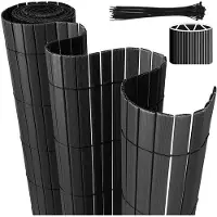 OEM PVC-Privatschutzschirm 1,6x3m, W-Form, Wind- und Wetterfest, UV-beständig, für Garten und Terrasse, Anthrazit
