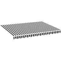 OEM Universal Luifel-Abdeckung - 3,5 x 2,5 m - Grau & Weiß Streifen - UV-beständiges Polyester mit PolyurethanBeschichtung - wasserdichter Sonnenschutz - inkl. Vlies