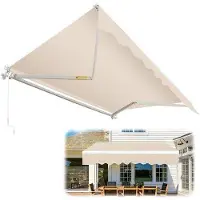 OEM Sonnenschirm Aluminium Terrasse Balkon Beige 350 x 300 cm