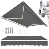 OEM Aluminium Terrassenschirm 350 x 300 cm Grijs Polyester 280 g/m²