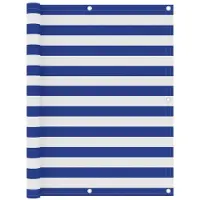 OEM Balkonjalousie - 120x600 cm - Oxford-Stoff - Blau-Weiß gestreift - wasser- und winddicht - XXL-Privatrollo - Hochmodell - inkl. 24m Seil