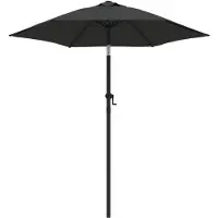 OEM Aluminium-Schirm Ø 200 cm - Drehbar - Schwarz - UV-beständig & wasserabweisend - Terrassenschirm mit Drehmechanismus