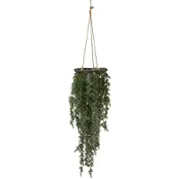 Creativ Deco Winterliche Kunstpflanze "Weihnachtsdeko", grün, H:125cm, Kunststoff, Kunstpflanzen, Winterliche Kunstpflanze, Hängezweig in Frost-Optik