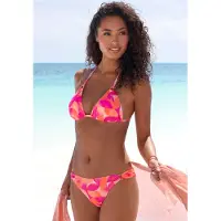 LASCANA Triangel-Bikini-Top "Tilly", Damen, Gr. 34, Cup A/B, blau (beere, pfirsich), Recycling-Polyamid, bedruckt, Bikini-Oberteile Triangel-Bikini-Top, mit modernem Allover-Print