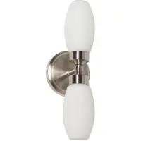 Alpinaluz Badezimmer-Wandleuchte DUOLIA Nickel matt mit 2 Opalglas-Schirmen, IP44 Feuchtraumleuchte, 2x E14 Spiegelleuchte für Bad und Waschbecken