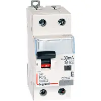 Legrand 410967 DX3 FI/LS-Schalter B-Charakteristik, 25A, 1P+N, 6kA, 30mA, Typ A, 230VAC, 2TE