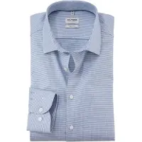 Olymp Businesshemd "Level Five body fit", Herren, Gr. 40, N-Gr, blau (bleu), Web, Obermaterial: 97% Baumwolle, 3% Elastolefin, gemustert, 2-Knopf-Manschette, Hemden Businesshemd, mit Minimalmuster