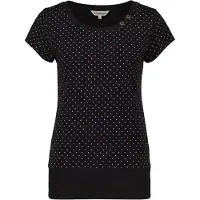 Alife & Kickin 1100000002199 , Damen, Gr. M, schwarz, 65% Baumwolle, 35% Polyester, Rundhals, Shirts 1100000002199, Kurzarm mit Polka-Dot-Allover-Print, Scoop-Neck und Rippbund
