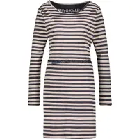 Alife & Kickin Blusenkleid , Damen, Gr. XS, Normalgrößen, beige (marine), 65% Baumwolle, 35% Polyester, Rundhals, Kleider Blusenkleid
