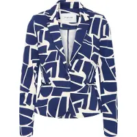 B.young Blusenblazer "Damen Blazer BYRIZETTA", Damen, Gr. 40, blau (med blau geo), Obermaterial: 74% Polyester PES. 22% Viskose CV. 4% Elasthan EL., Blazer Blusenblazer