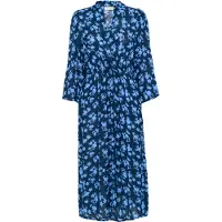 Kaffe Midikleid "Damen Kleid KAamber", Damen, Gr. 38, N-Gr, blau (midnight m., ebb, flow flower), Obermaterial: 100% Viskose LENZING ECOVERO CV LenzEcov., Kleider Midikleid