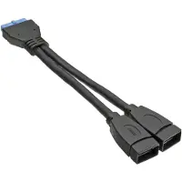 InLine USB 3.0 Adapterkabel, 2x Buchse A auf Pfostenanschluss 19polig, 0,15m, 0,15 m, 2x USB A, 19 pin, Schwarz