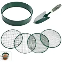 OEM 4-teilig - große Gartenrührer - Gartenrührer für den Garten - grüner Gartenrührer - für Gärtnern mit Siebnetz aus 3, 6, 9 und 12 mm - für Erde, Sand, Steine, Pellets und Kies - grün - 30cm