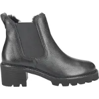 Paul green Damen Chelsea Boots Stiefeletten Schwarz Glattleder Textil Größe: 40,5