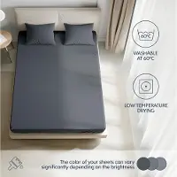 OEM Doppelbettbezug 180x200 cm, 100% Premium Baumwolle, Matratzenhohe bis 27 cm, hypoallergen, , dunkelgrau