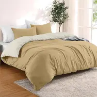 OEM Beige/Beton 2-Kissen-Decken 240x220 cm - 100% Microfaser - 3 Stück - Chemiefrei