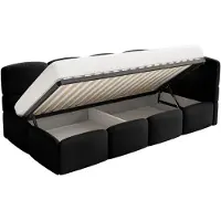 Selsey Cloudy – Kinderbett 90x200, Rausfallschutz, Kopfteil rechts, Samt Schwarz