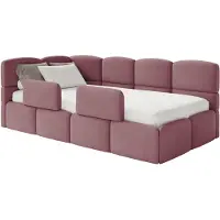 Selsey Cloudy – Kinderbett 90x200, mit Matratze, Rausfallschutz, Kopfteil links, Samt Rosa