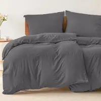 OEM Bettwäsche-Set 135x200 cm in Anthrazit mit 2 Kissenbezügen 80x80 cm