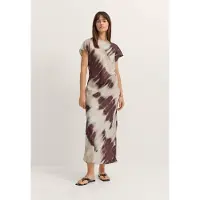 Bugatti Sommerkleid , Damen, Gr. 40, Normalgrößen, Kurzarm, braun (970, bordeaux), 100% Viskose, unifarben, normal, Kleider Sommerkleid, Modern Fit aus bedruckter Viskose