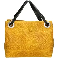 Gave Lux Emilia Schultertasche Damen Wildleder Bedruckt Italy Taupe Mediun UNICA 36x29x13 cm