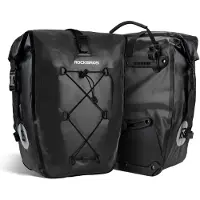RockBros 2 Stück Gepäckträgertasche 100% Wasserdicht Fahrradtasche 25-32L Tasche mit Tragegriff Schwarz