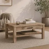 Lomadox Wohnzimmer Couchtisch 100 cm breit in Eiche mit 1 Schublade - GRAHAM-129