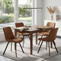 Aiorber Esszimmerstuhl mit Armlehnen, Polsterstuhl mit Metallbeinen, ergonomischer Küchenstuhl, Cordstoffbezug, 85 cm, Braun