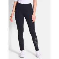 Goldner 2-in-1-Hose "Kurzgröße Bequeme Baumwoll-Leggings, 2-Stück", Damen, Gr. 19, K-Gr, blau (marine), Obermaterial: 95% Baumwolle CO. 5% Elasthan EL., Hosen 2-in-1-Hose, Glitzermotiv