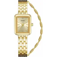 CIVO Elegantes Damen Armbanduhr Geschenkset mit rechteckigem Zifferblatt, Edelstahlarmband & wasserdichter Quarzuhr Gold