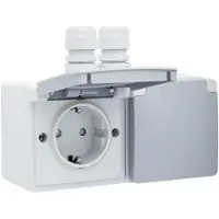 Technim Doppelte Horizontale Spritzwassergeschützte Steckdose 16A 250V IP44 (Europäische Steckdose) - 700-37836