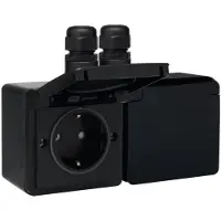 Technim Doppelte Horizontale IP44 Steckdose 16A 250V Schwarz (Europäische Steckdose) - 761-37836
