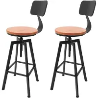 StarTech.com Barhocker 2er-Set - Höhenverstellbare Barstühle mit Rückenlehne - Sitzhöhe 64–84 cm - Holzsitz Metallgestell - bis 100 kg - Schwarz Holzoptik