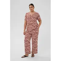 KAFFE CURVE Stoffhose "Damen Casual Hose KCdala", Damen, Gr. 52, N-Gr, braun (henna ballerina paisley), Obermaterial: 100% Viskose LENZING ECOVERO CV LenzEcov., Hosen Stoffhose